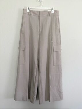 NWT Chico's Smokey Taupe Polished Wide Leg Cargo Pants Size 1R